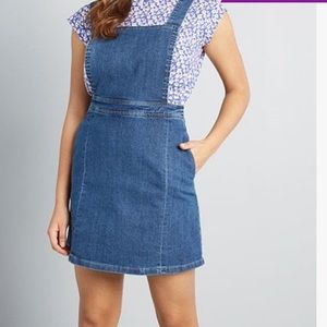 ModCloth blue Kinetic Charms Denim Jumper 90s Y2K dress